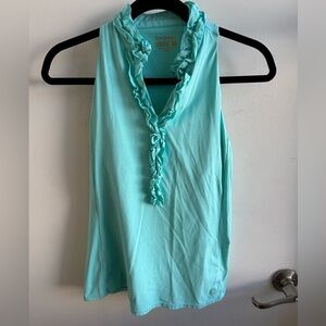 Lilly Pulitzer UPF 50+ Luxletic‎ Lakelyn Ruffle Aqua Polo small athleisure yoga